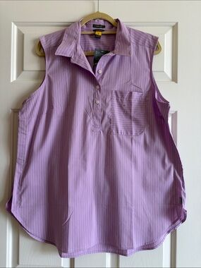 Eddie Bauer girl on the go  Lavender Pinstripe Sleeveless Shirt